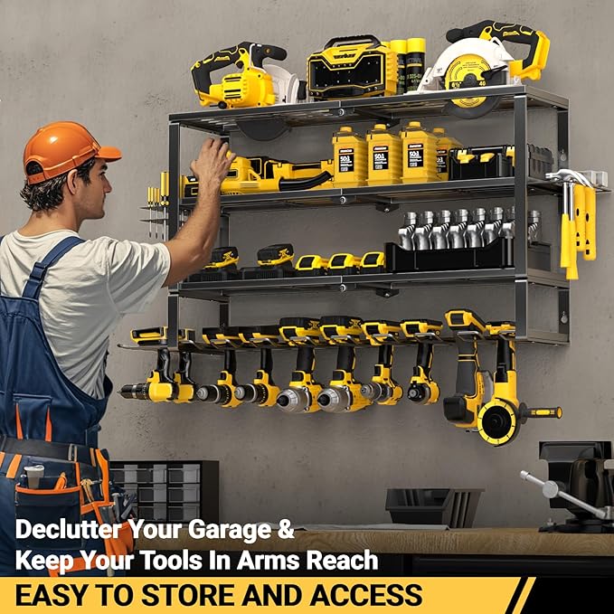 YYR Large Power Tool Organizer Wall Mount, Heavy Duty Metal Cordless Drill - Image 3