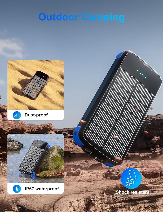 Solar Charger Power Bank, 40000mAh Portable Phone Charger Built in 4 Cables - Image 5