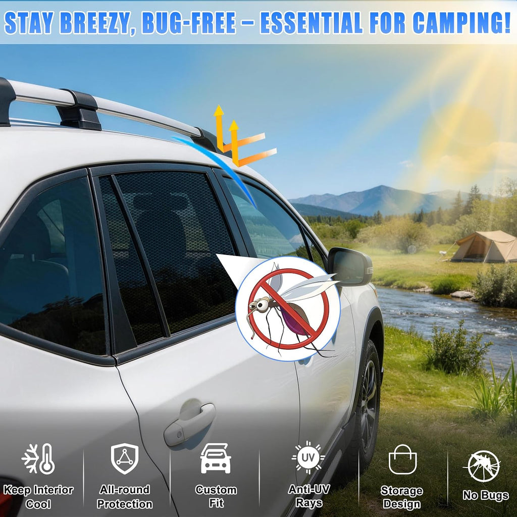 ZATOOTO Car Window Shades Crosstrek 2024-2026 for Rear Window 2Pack car Shades for Back Windows Baby & Pet | Blocks 99% UV Rays & Heat | Breathable Mesh for Privacy & Bug Protection | Camping & Trave