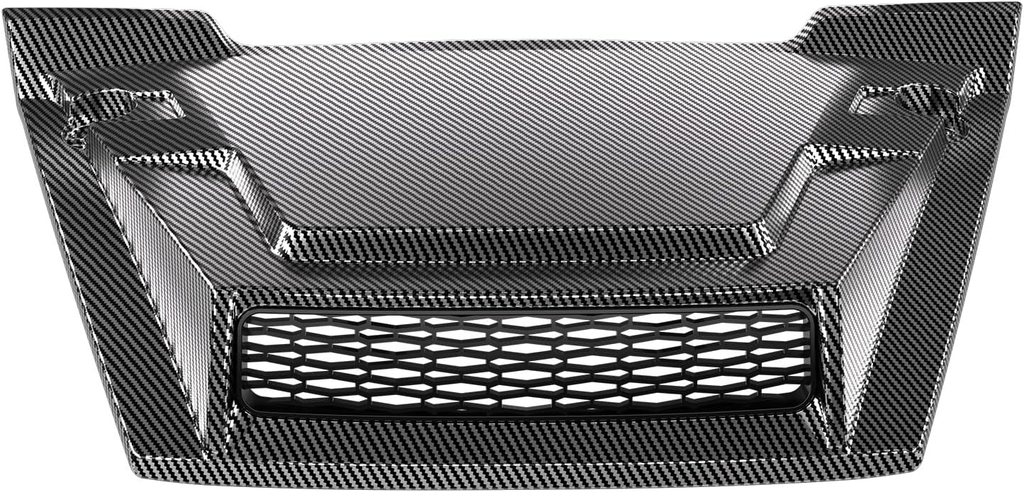 Sport Hood Scoop with Mesh for Honda Pioneer 700 2P 4P 14-25, PP Material Carbon Fiber Pattern Front Hood Cover with Sleek Mesh Ventilation Hood Scoop for Honda Pioneer 700-2 700-4 2014-2025