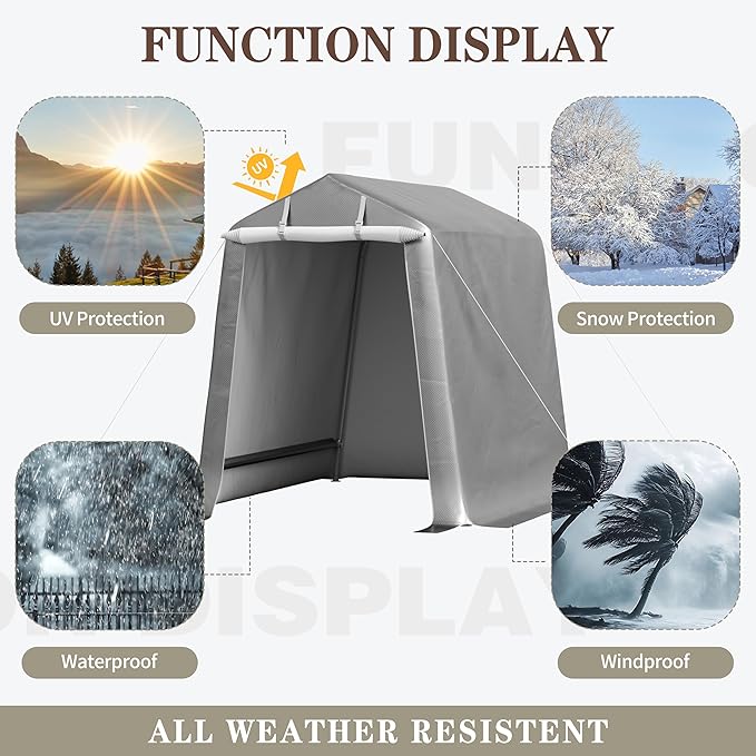 Shintenchi 6x6ft Outdoor Portable Storage Shelter Shed, Carport Storage Shed - Image 5