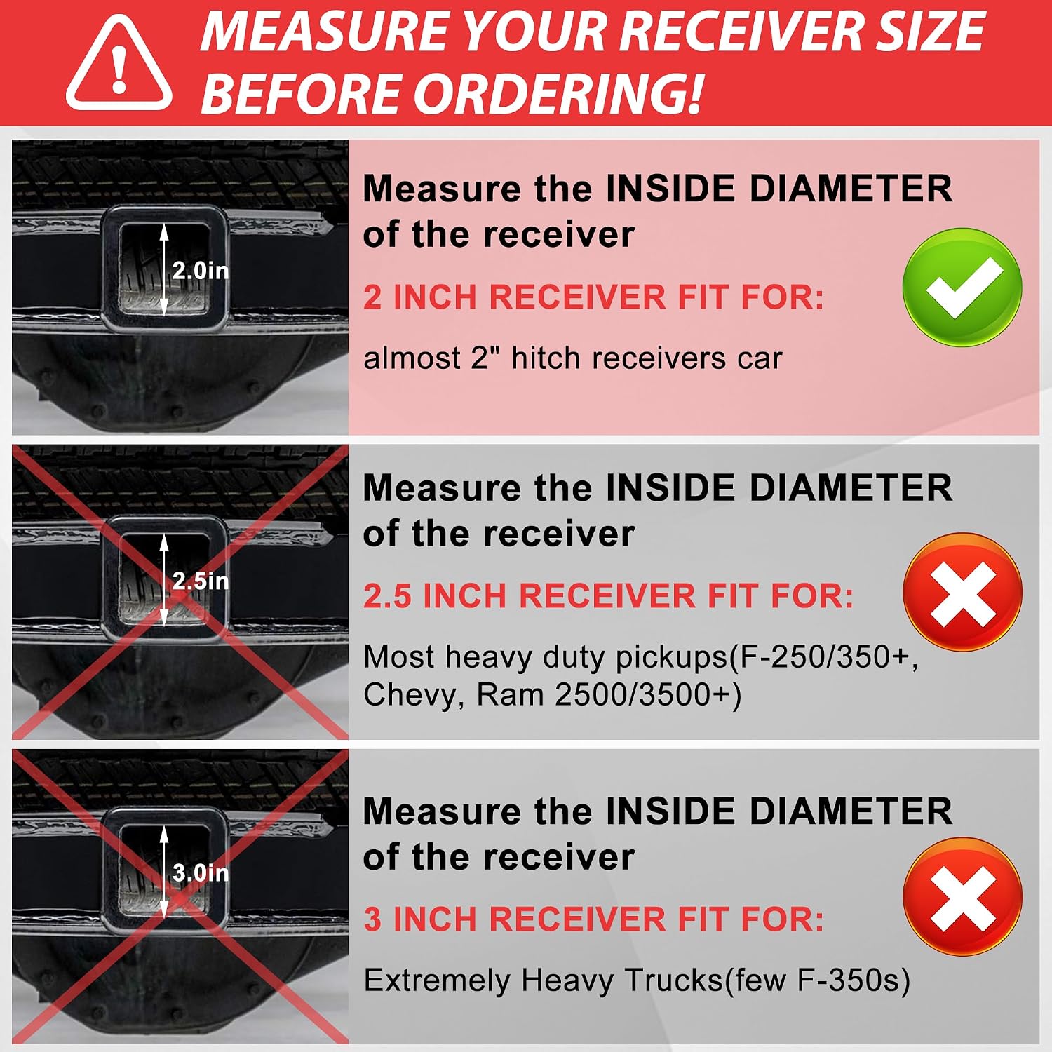 2 Inch Trailer Hitch Receiver Extension with 6 inch Rise/Drop Compatible with All Standard 2" Hitch Receivers Trailer Hitch Riser Extender with Pin and Clip by Fetechmate
