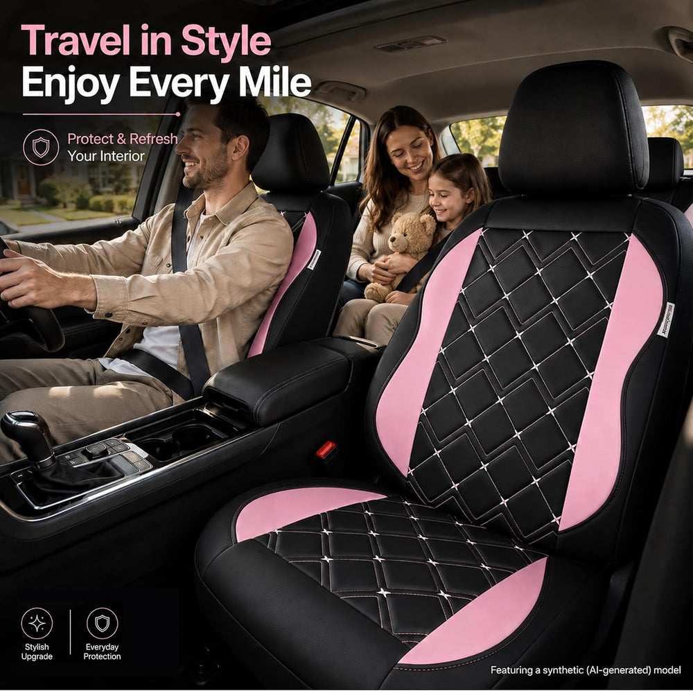 Road Comforts Seat Covers, Premium Leather Car Seat Covers Full Set for Women...