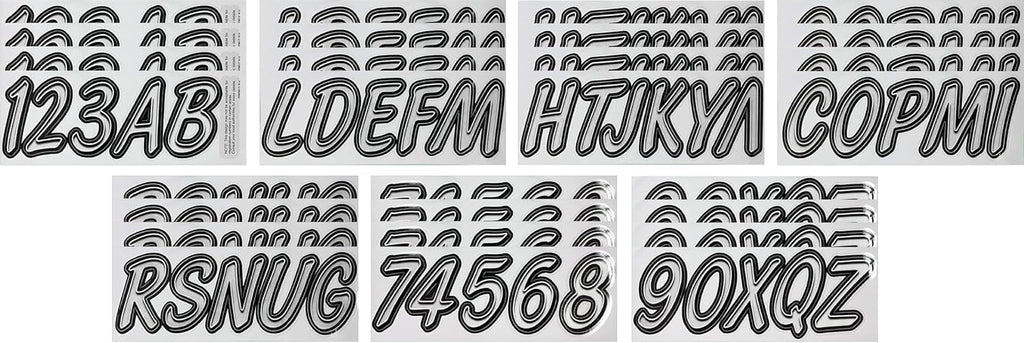 Hardline Products USA Series 400 Boat Registration Kit - 3 Inch Silver/Black Lettering & Numbers - UV Resistant Marine Vinyl Decals for Boats, Jet Skis & PWCs - US Coast Guard Compliant - Complete Set