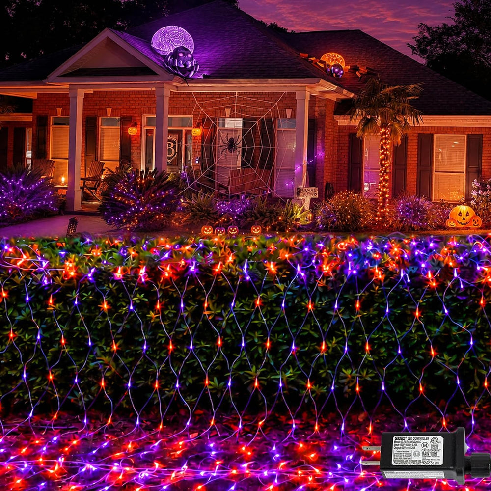 Halloween Net Lights Outdoor Mesh Lights Orange and Purple 12*5ft