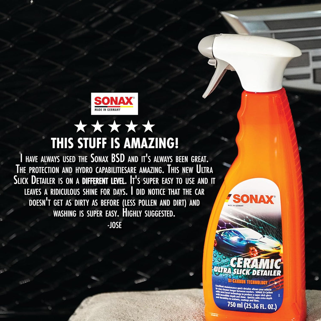 SONAX Ceramic Ultra Slick Detailer | Ceramic Quick Spray Detailer | Si Carbon Ceramic | Durable High Shine Detailer | Slick to the Touch Detailer | Waterless Wash | 750ml | 25.4 fl. Oz. | 268400