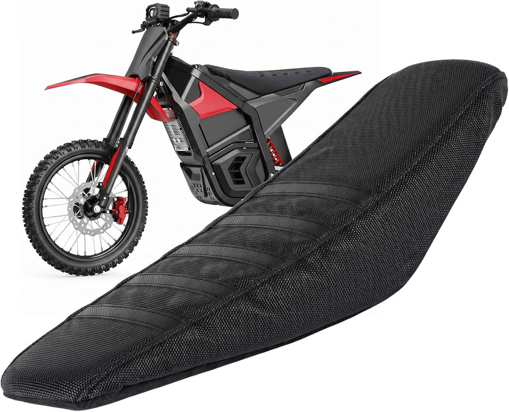 Gripper Seat Cover Compatible with Yozma IN10 Electric Dirt Bike - Non-Slip Striped Polyester Seat Cushion Protector for Ebike, Waterproof Motocross Upgrade Accessories for Off-Road Riding (Black)