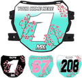 MxNumbers- Custom ODI Downhill Plate Decal, Personalized Name Number and Colors, Race Graphics for Mountain and Electric Bikes, Uncanned Energy Design Series (Sakura Cherry Blossom)