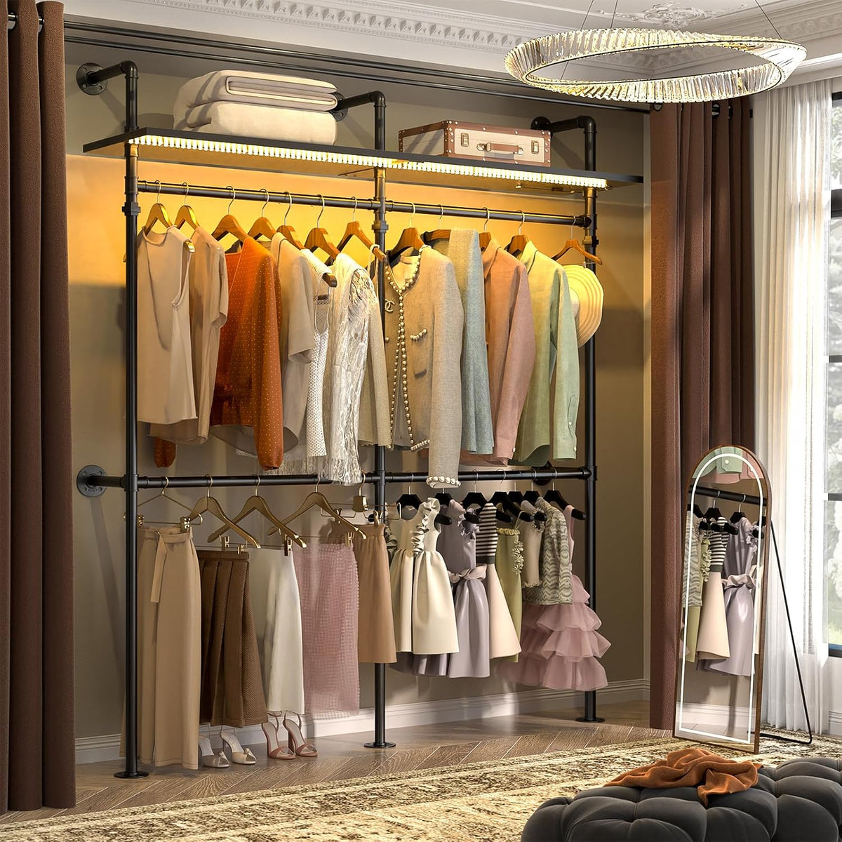 aheaplus industrial pipe clothing rack, 79.7'' closet system, main product view
