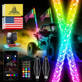 2PCS 3FT LED Whip Lights for UTV/ATV, APP & Remote Control, Chasing Color Modes, Waterproof Off-Road Light for Can-Am, Polaris RZR, Dune Buggies, Spring Base Included