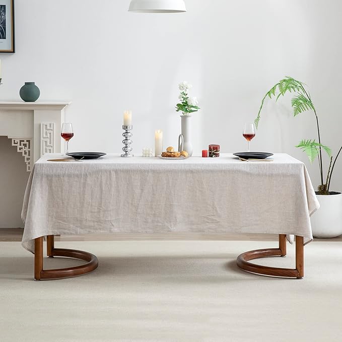 EVERLY100% Pure Linen Rectangle Tablecloths132Lx60WInch for Dining,Buffet Par...