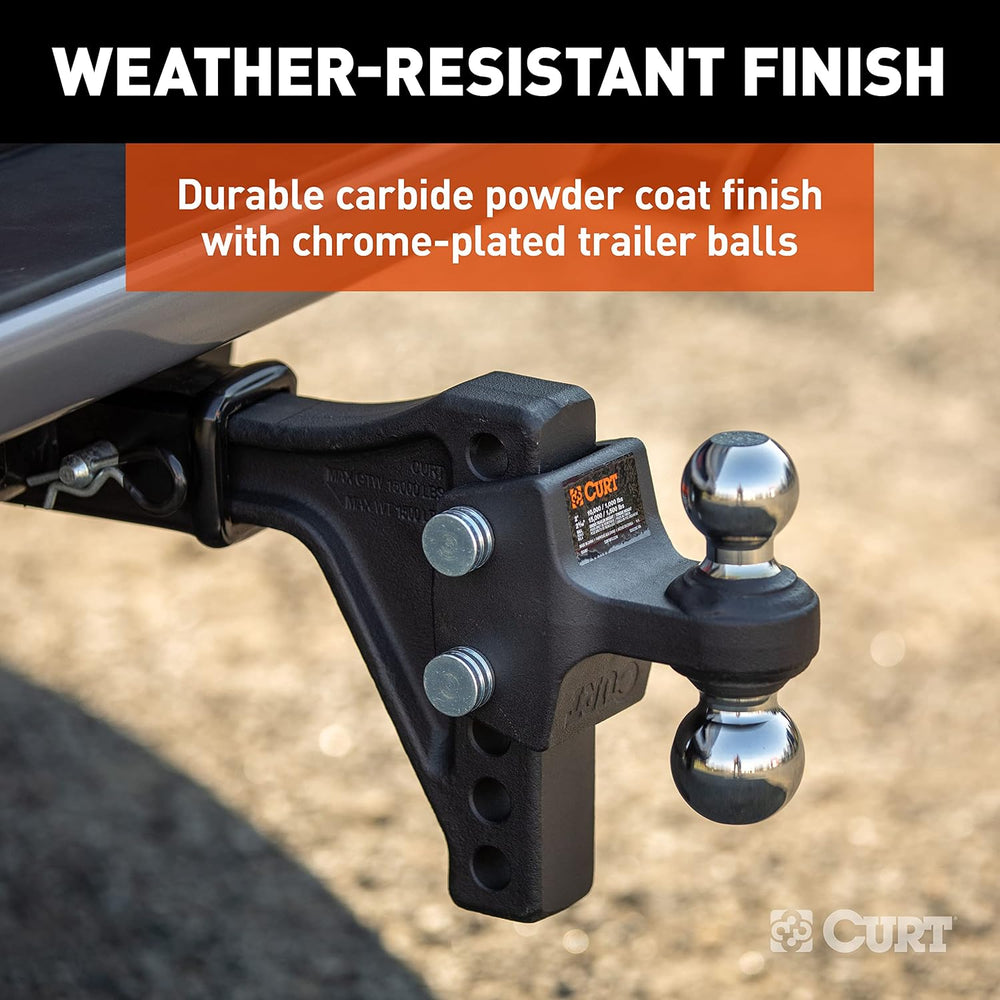 CURT 45935 Adjustable Dual-Ball Hitch Mount, 2" Shank, 15,000 lb