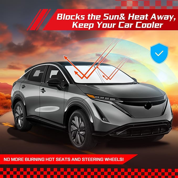 ARISMOTOR Windshield Sun Shade for NIS-san Ariya EV 2023-2025, Custom Fit - Image 7