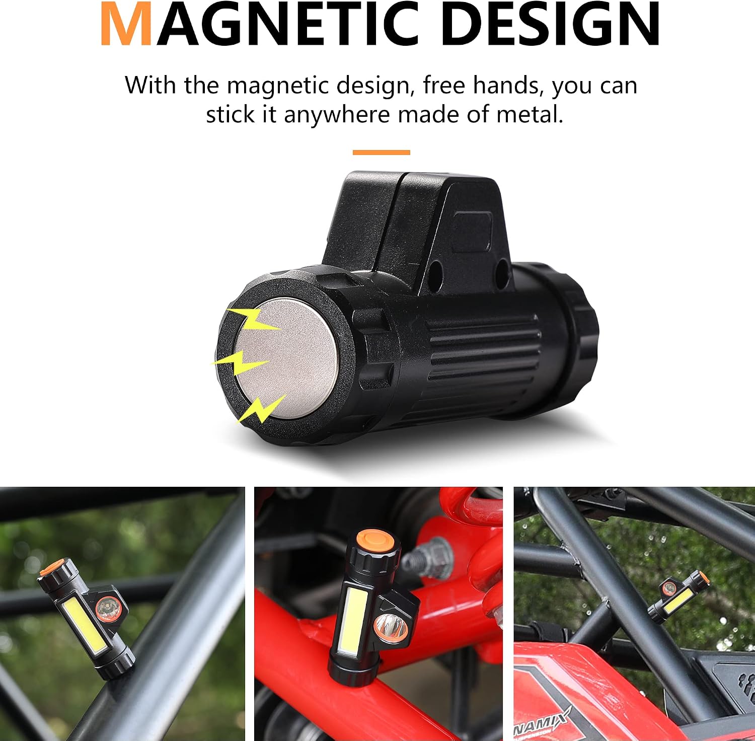 UTV ATV Grab Handles with Dome Light 1.75”-2” Roll Bar Paracord Hand Hold Straps Grab Handles Grips with Light Bar for Polaris RZR Ranger Kawasaki Can Am X3 Pioneer Talon, 2 Pack Black