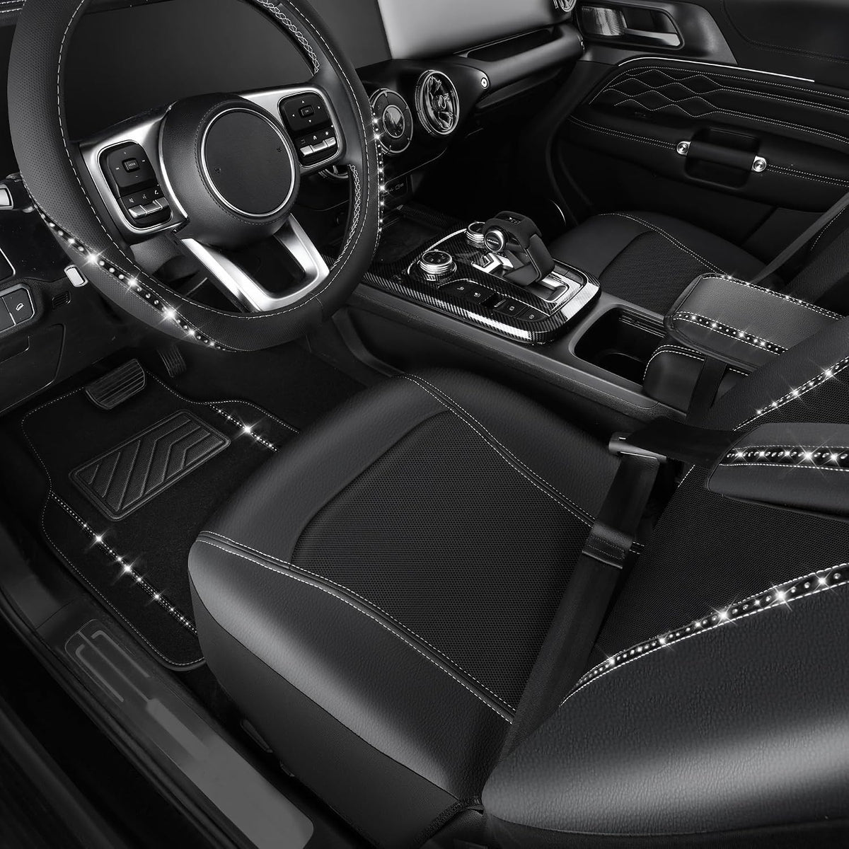 car pass 14 pcs bling diamond car accessories, close-up detail