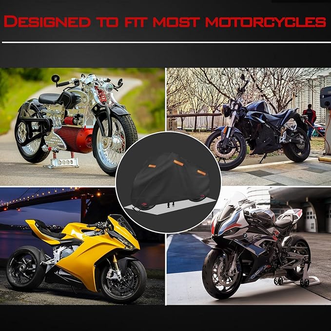 Motorcycle Cover, Heavy Duty 600D Oxford, Waterproof Outdoor, Weather Resistant - Image 6