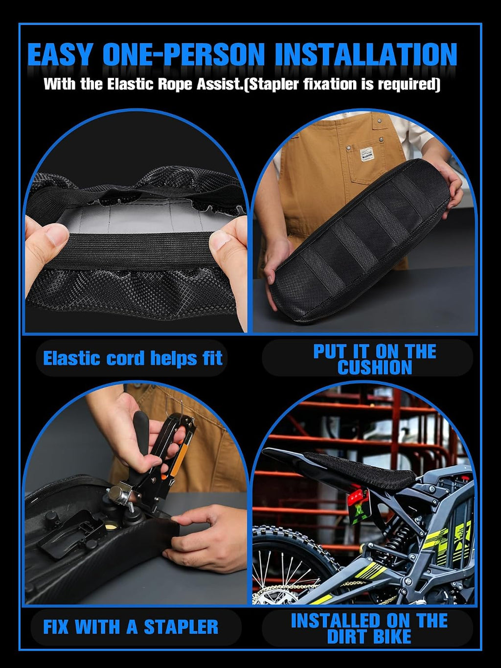 Seat Cover for Surron LBX Sur Ron, Non-Slip Rubber Electric Dirt Bike Soft Seat Cover Black Particle Anti Slip Surface