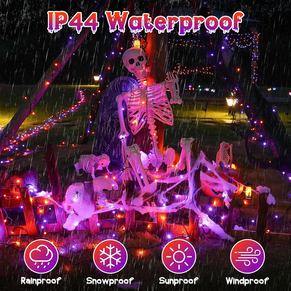 OZS Connectable 2-Pack 164Ft 400LED Halloween String Lights, Purple&Orange