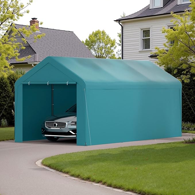 Carport 10x20 Heavy Duty Portable Garage w/Removable Sidewalls & Roll-Up Door - Image 8