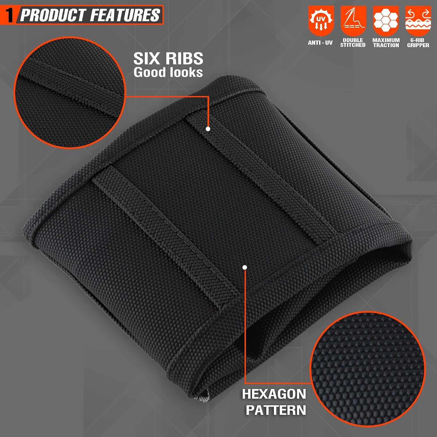 Universial Dirt Bike Seat Cover - Soft Ribbed Rubber Seat Covers for Motorcross Enduro (Black-2)