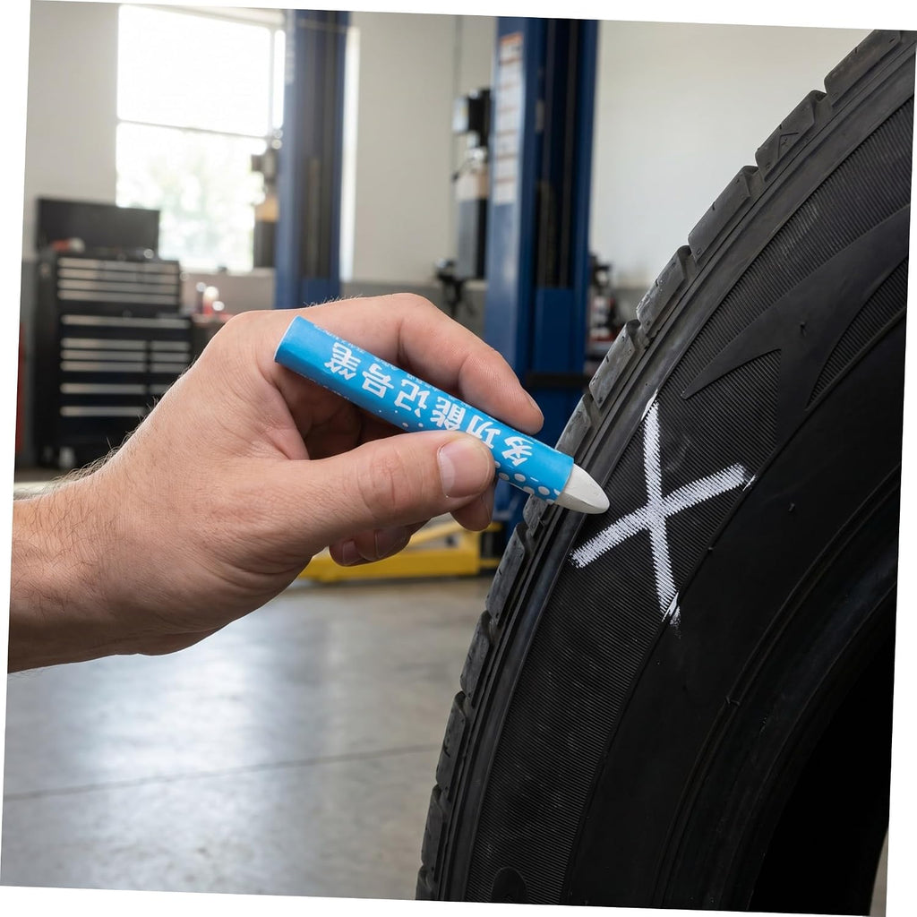 CHILDWEET 8pcs Tire Marker Pens Set for Automotive Use Wax-based Tire Marking Pens in White Yellow and Red Colors for Identification