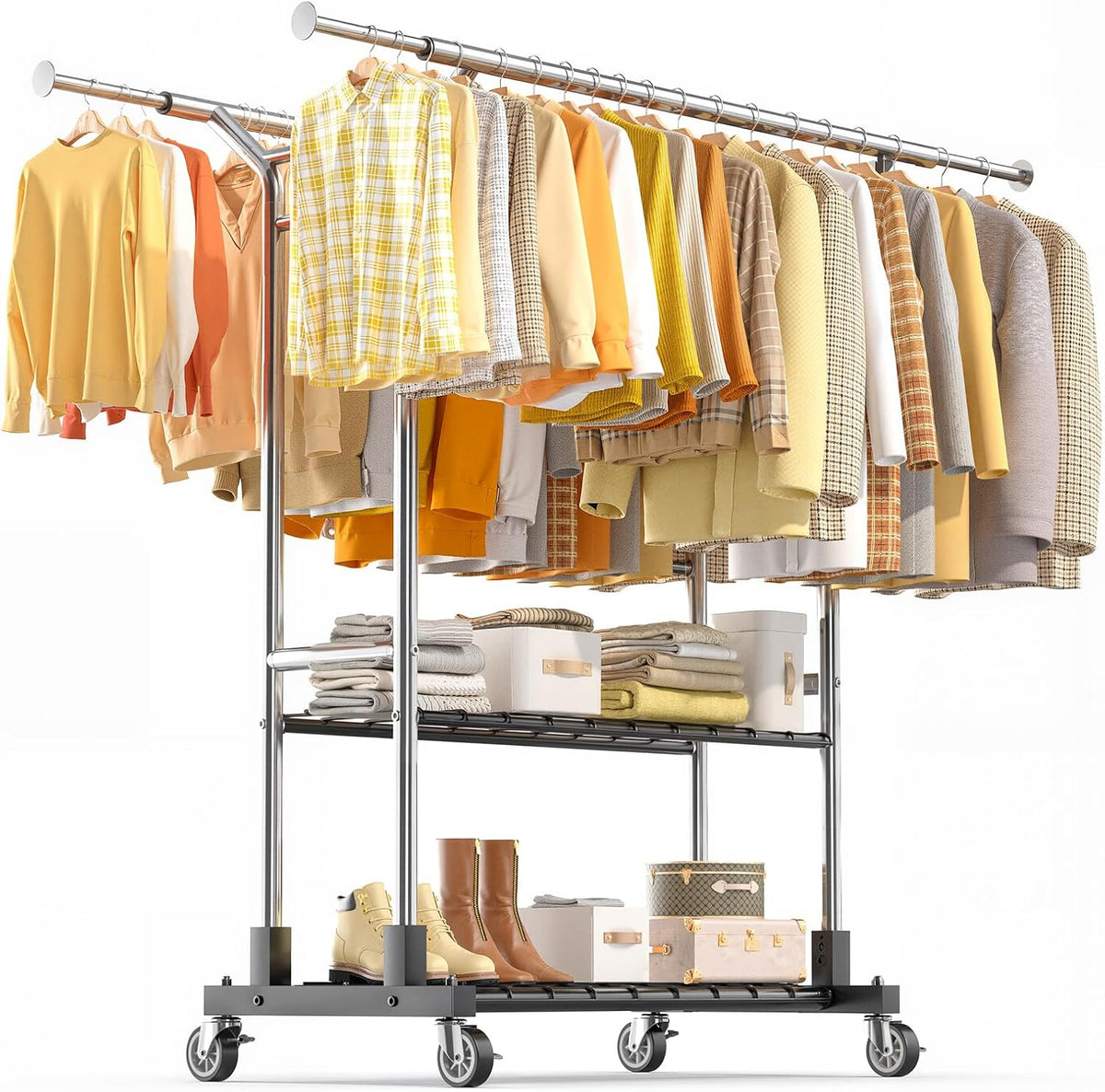 luxspire double rod clothing racks for hanging clothes, main product view