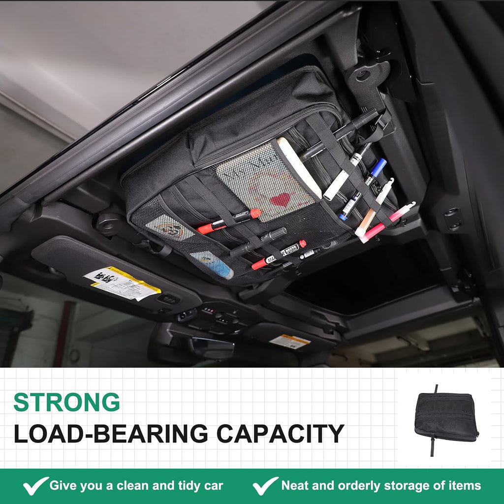 Roof Organizer Bag Storage for Hummer EV Accessories Sunroof Rooftop Panel Waterproof Foldable Heavy Duty Hardtop Cargo Carrier Bag Overhead for Hummer EV SUV Pickup 2022-2025 2026 (Front Roof-Left)