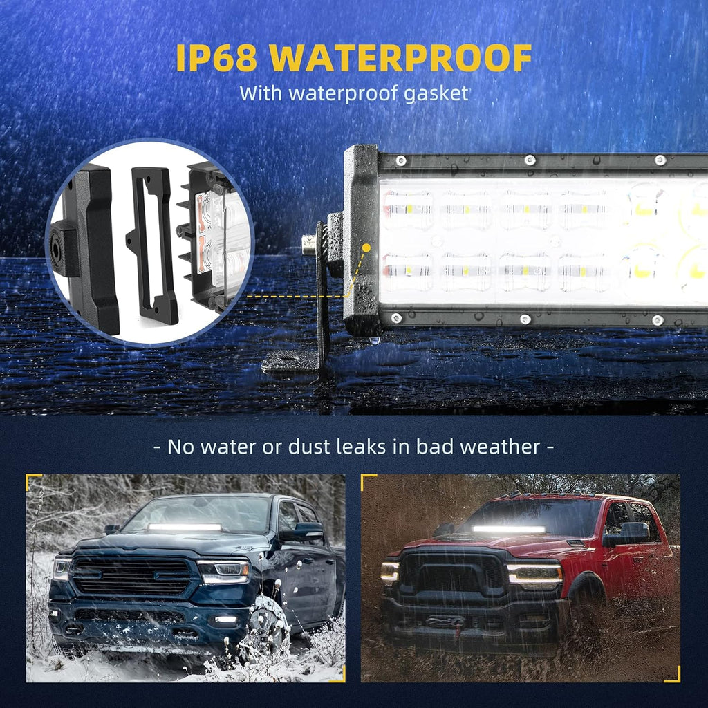 dwvo 32 inch led light bar w/10ft wiring, close-up detail