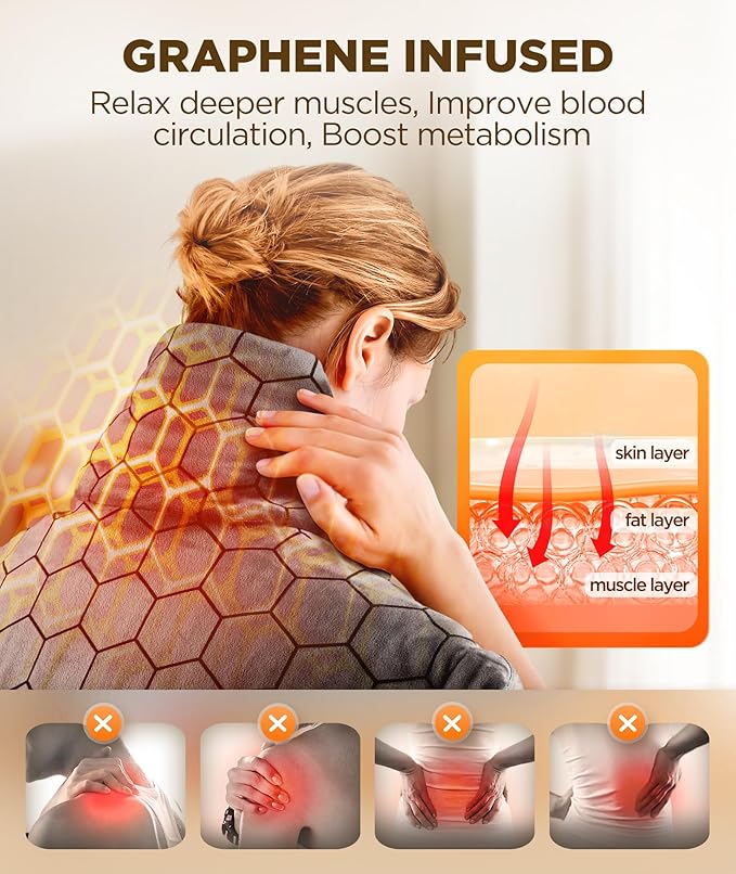 Graphene-Infused Heating Pad 3X Deeper Pain Relief, Weighted Instant Heating