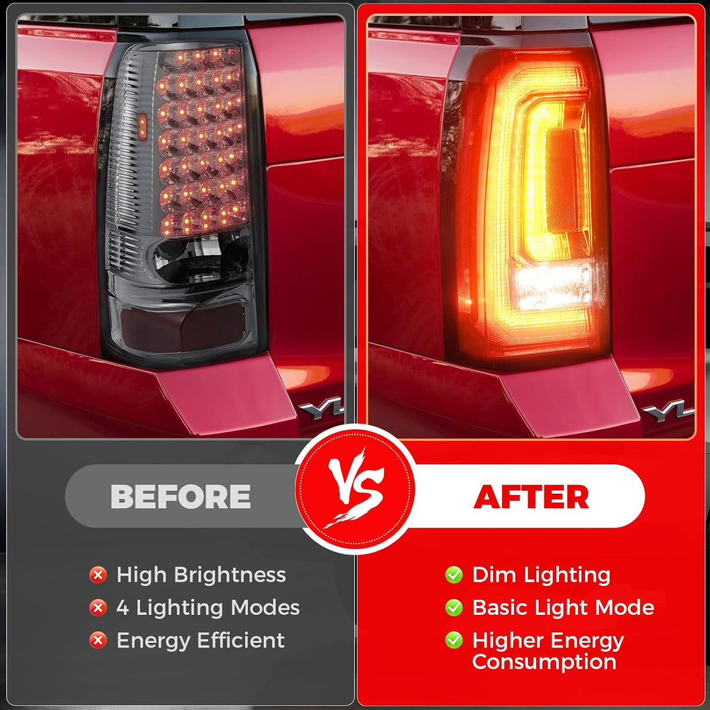 LED Tail Light Assembly Compatible With 2015 2016 2017 2018 2019 2020 GMC Yukon XL Tail Lights Left Driver Side Rear Taillight Assembly With Bulb Replaces 84536242 23380459 GM2800268