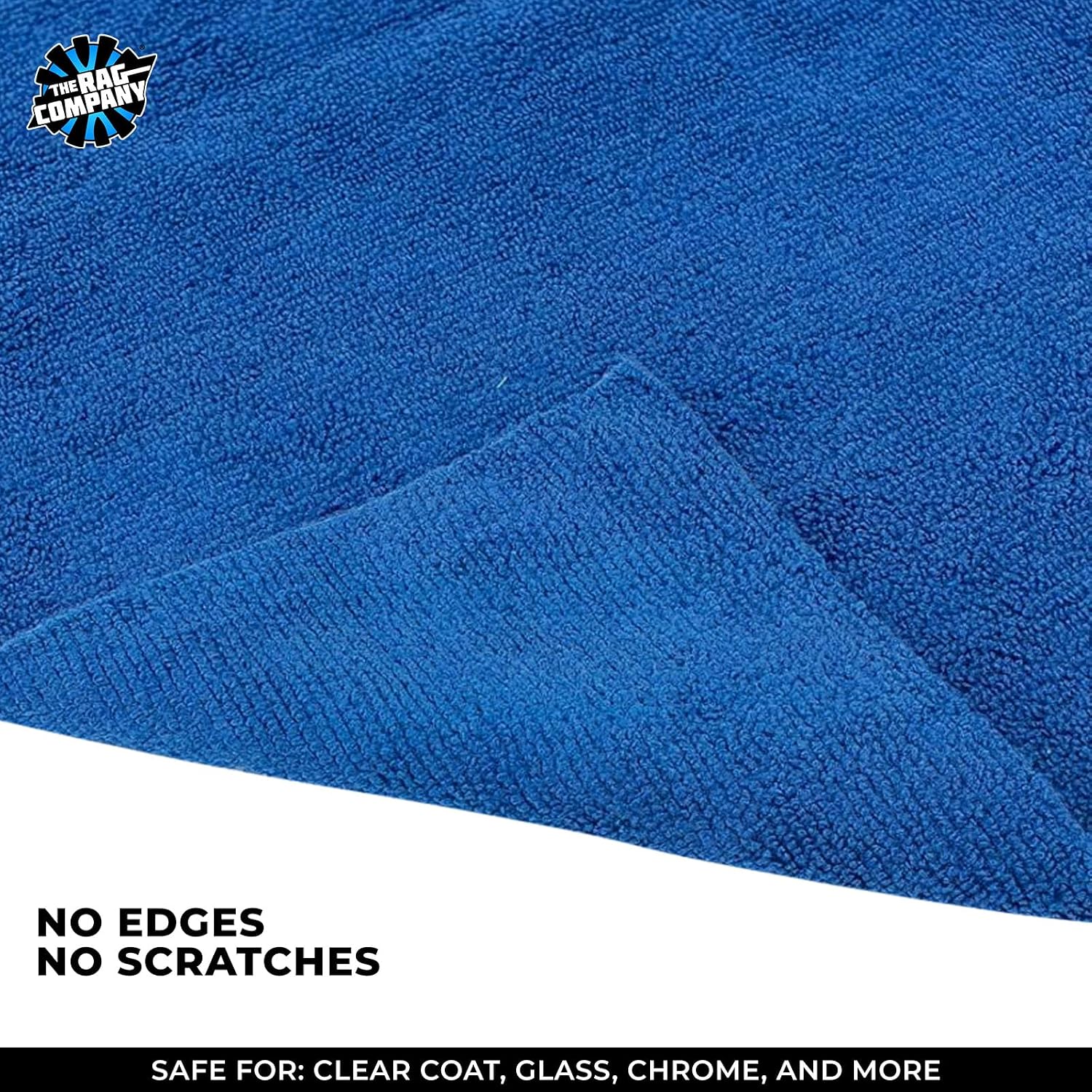 The Rag Company - Edgeless 365 Microfiber Towels (10-Pack) Premium 70/30 Blend, Professional Polishing, Wax Removal, Auto Detailing, 365gsm, 16in x 16n, Royal Blue