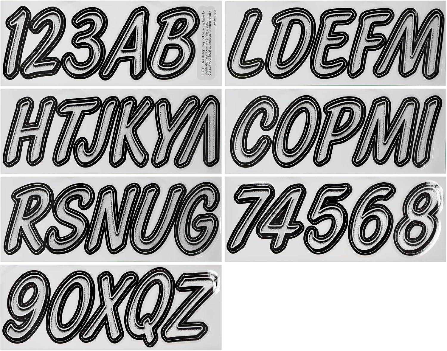 Hardline Products USA Series 400 Boat Registration Kit - 3 Inch Silver/Black Lettering & Numbers - UV Resistant Marine Vinyl Decals for Boats, Jet Skis & PWCs - US Coast Guard Compliant - Complete Set