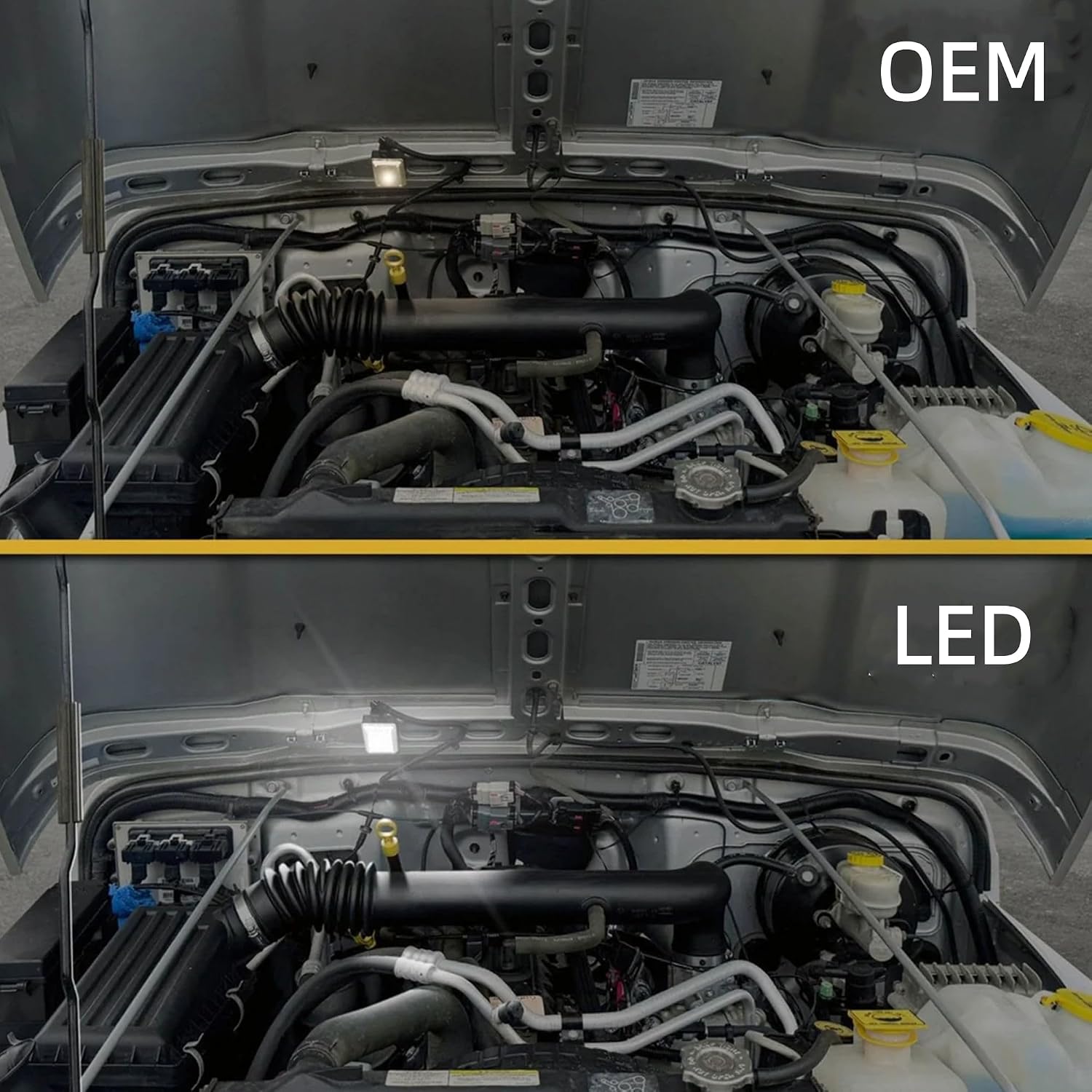 Yankok LED Under Hood Light Compatible with Dodge Ram Charger Dakota Durango Jeep Cherokee Wrangler Chrysler 300 Engine Bay Lamp