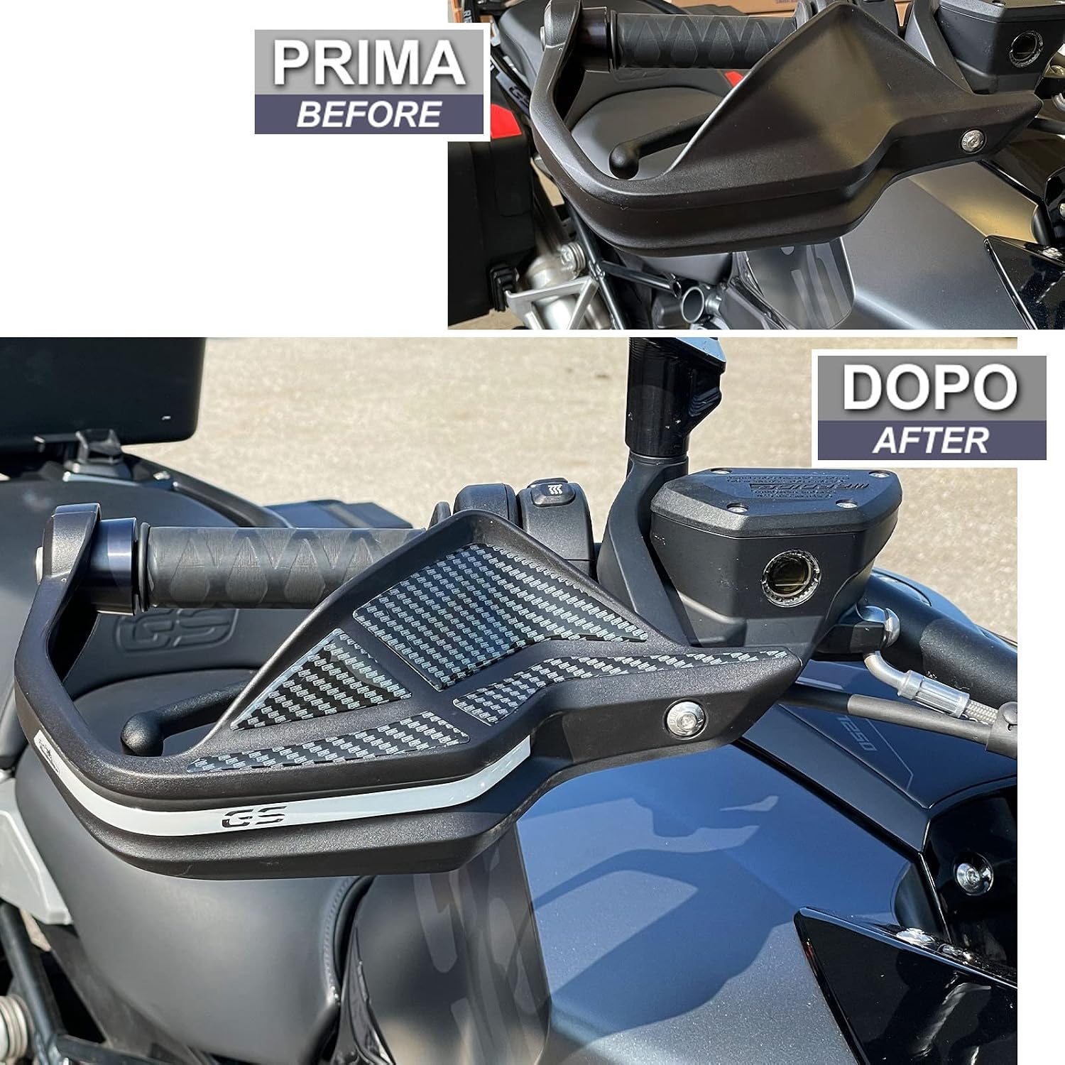 Resin Bike Motorcycle Hand Guard Reflectors Compatible with BMW R 1250 GS - R1250 GS Adventure Motorcycle Reflectors Reflect Light. 3D Resin Sticker Triple Black - HP - Trophy - Rallye 2021 2022