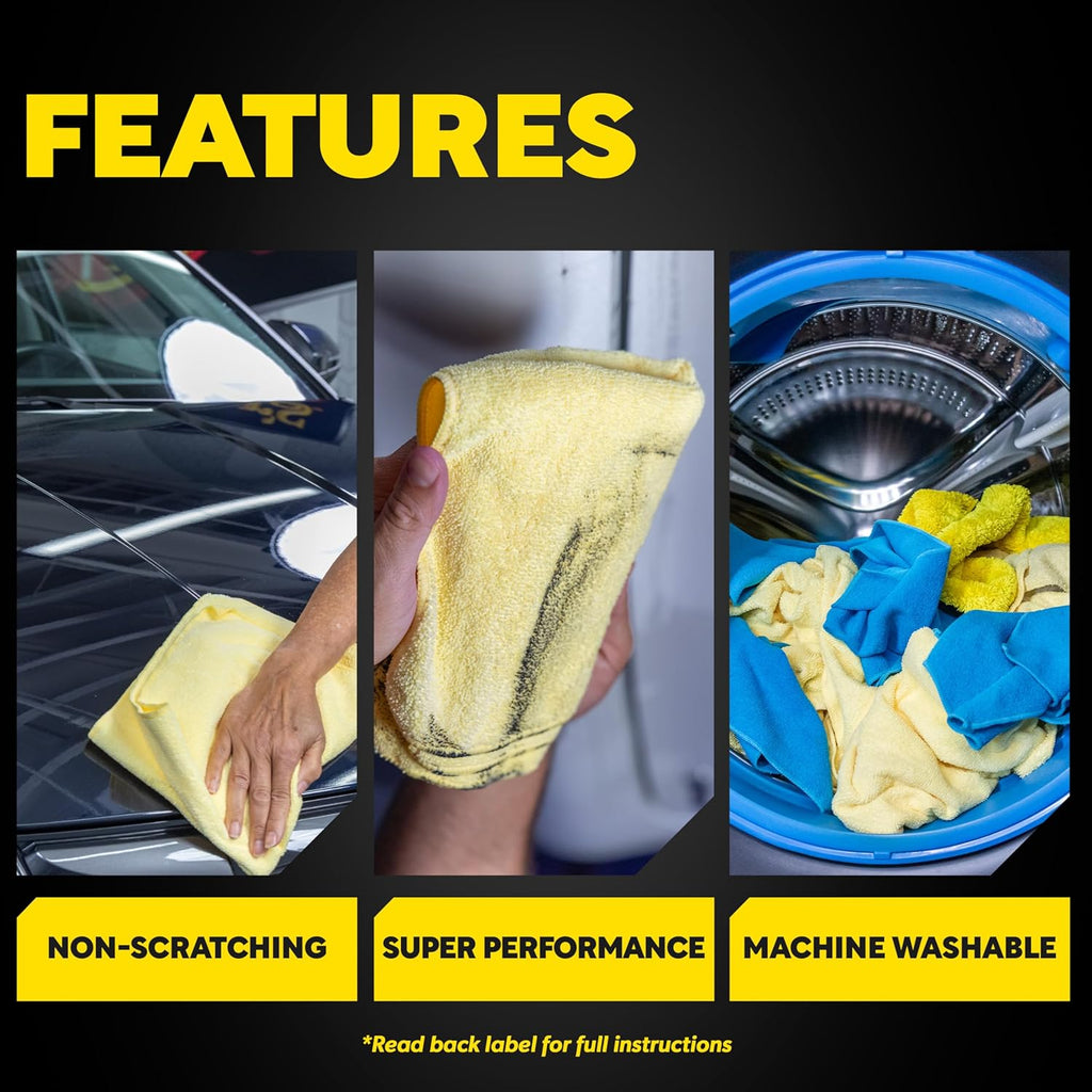 Meguiar's Supreme Shine Microfiber Towels for Cars, Absorbent Ultra-Plush Car Microfiber Towel Set for Effectively Removing Car Care Products Without Leaving Swirls, 3 Pack