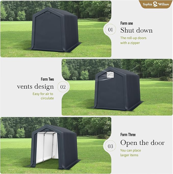 Sophia & William Outdoor Storage Shed Carport 6x10 ft Heavy Duty, Portable - Image 4