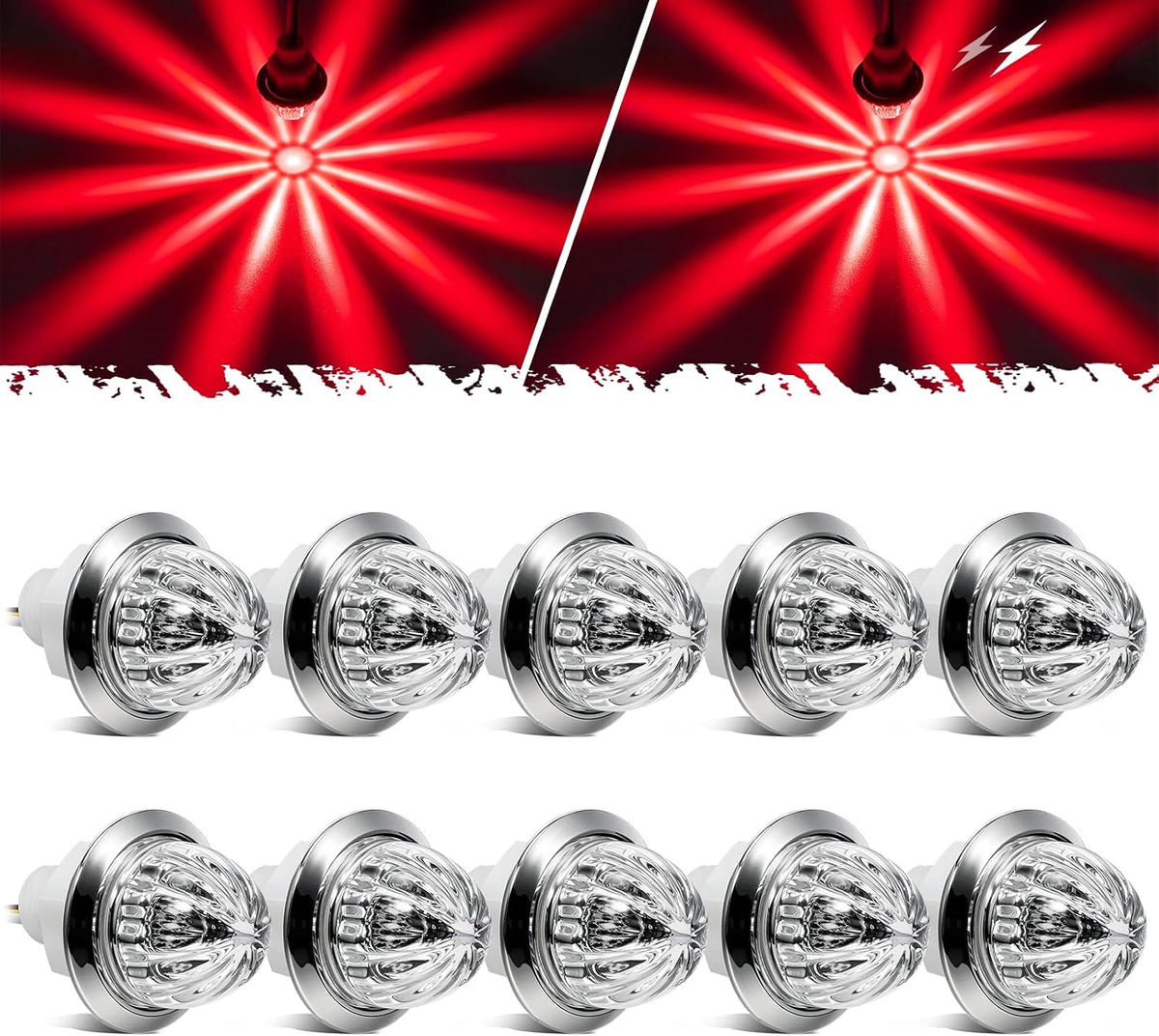 partsam 10pcs mini watermelon lights, 3/4 inch strobe, main product view