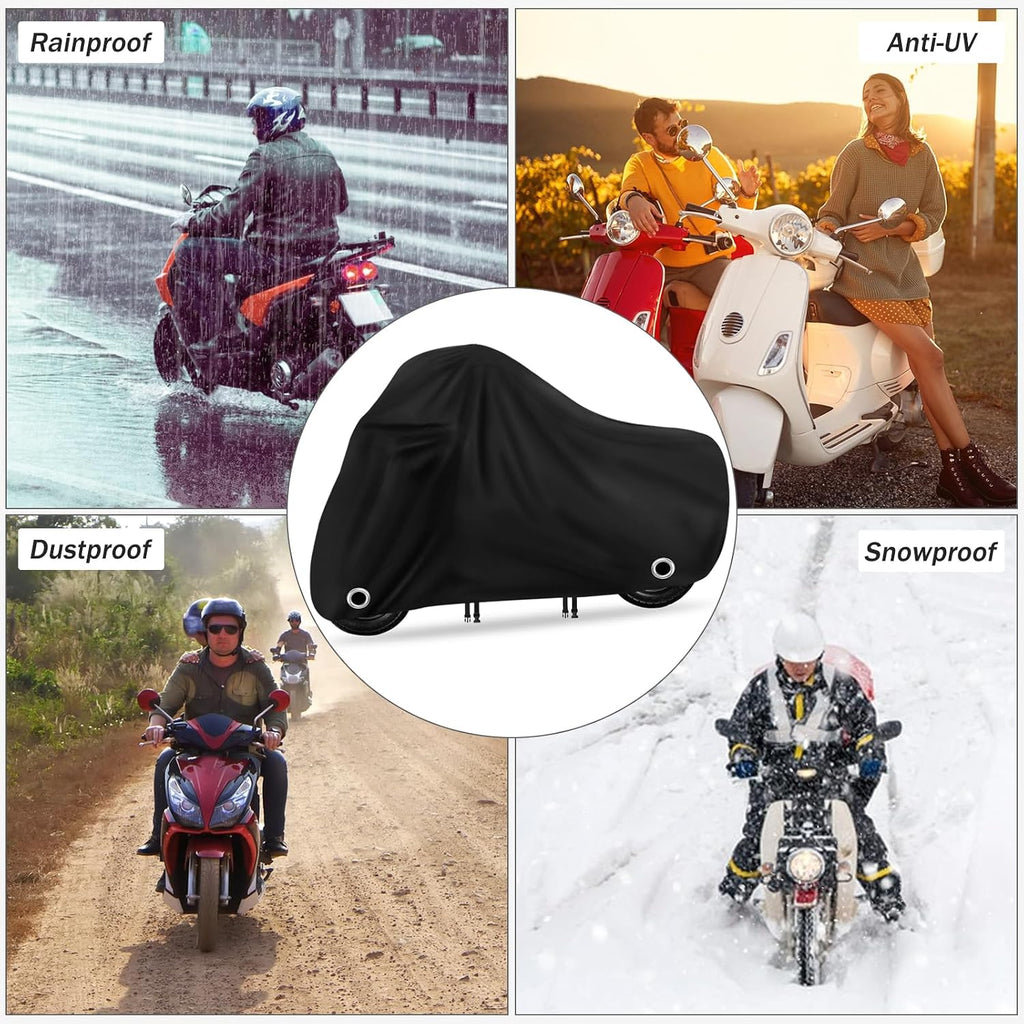 XYZCTEM Moped Cover, Vespa Cover Waterproof Outdoor, for Small Scooter Cover Outdoor Protection Against Water, UV, Wind, Fit for Honda 50CC 60'' to 72" L Motorcycle Cover, Black