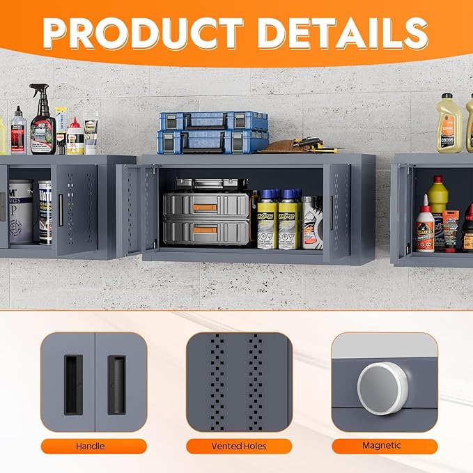 Metal Wall Storage Cabinet Steel Wall Mounted Garage Storage Cabinet - Image 3