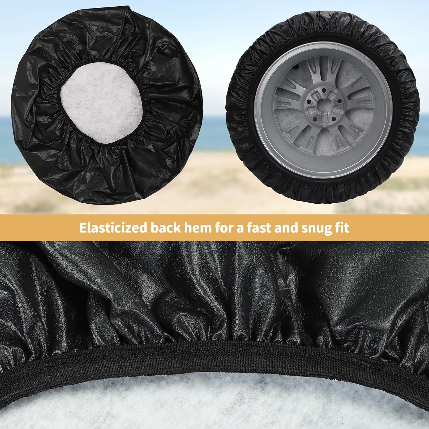 Leader Accessories 26"-28" Spare Tire Cover Universal Fit for Trailer, RV, Car, Truck, SUV, Jeep, Camper Wheel, Waterproof Dustproof Thickening Leather, Black