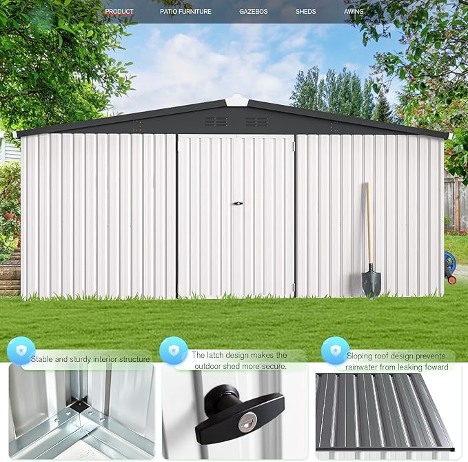 U-MAX Storage Shed 14x12 Outdoor Shed, Large Metal Outside Storage Garden Sheds - Image 6