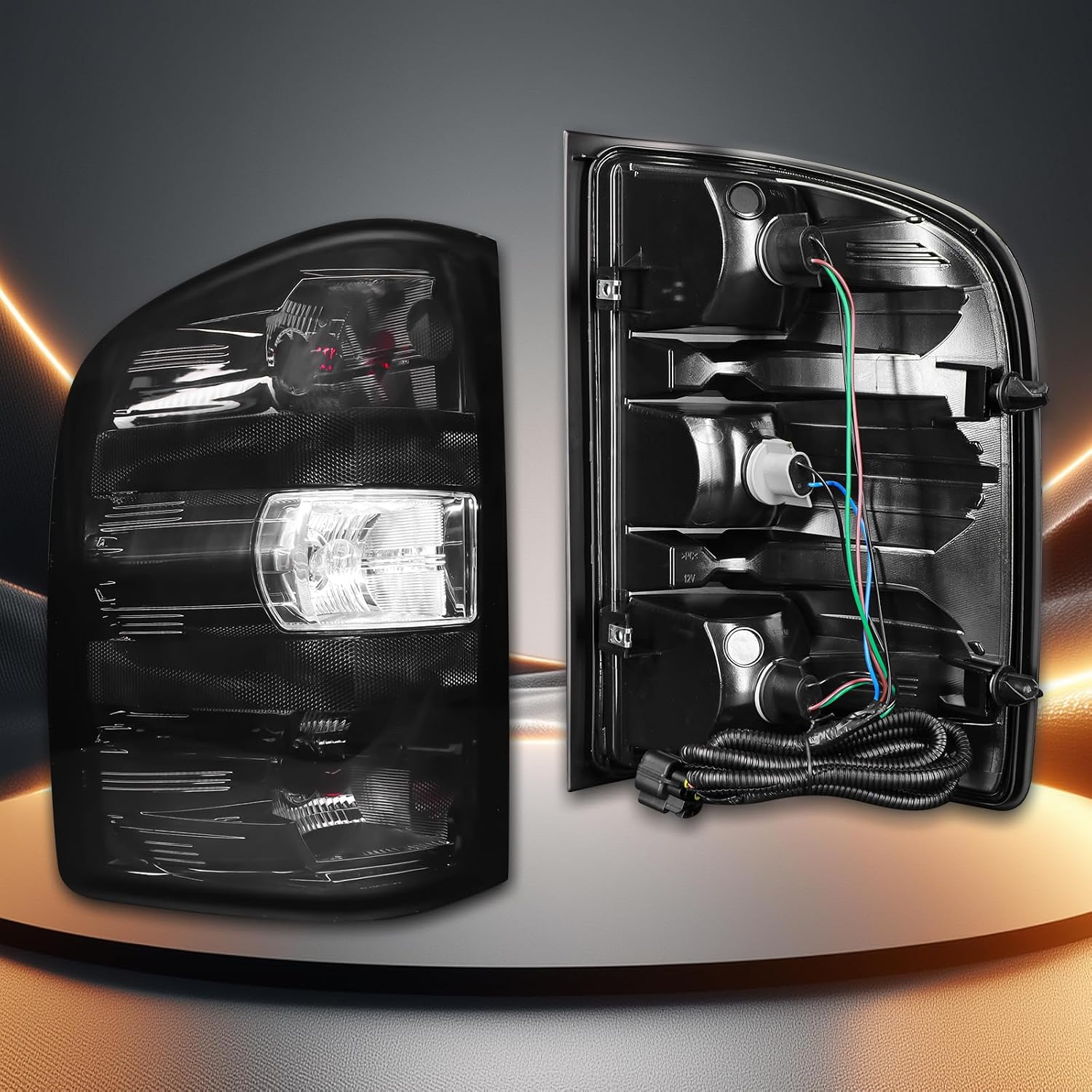 MAYELLO Smoked Black Tail Lights with Red Bulbs fit for 2007–2013 Chevy Silverado 1500, 2007–2014 Silverado 2500/3500 Single Rear Wheel, Plug & Play Upgrade Murdered Out Rear Lamps