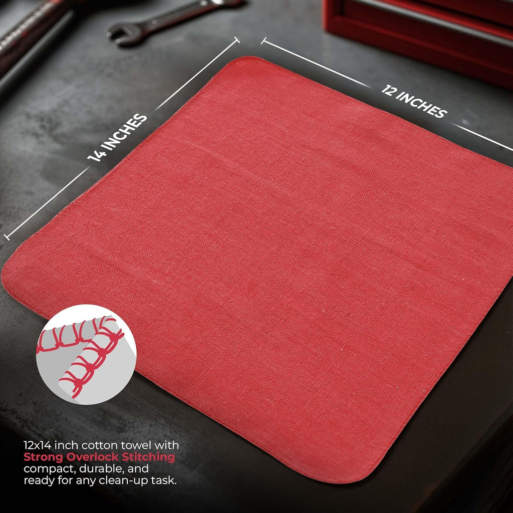 Utopia Towels Cotton Shop Towels 12x14 Inch, 100 Pack Soft, Absorbent Reusable Cotton Rags, Durable and Multipurpose Cleaning Shop Towel for Auto, Garage, Bar, & Home Cleaning (Red)
