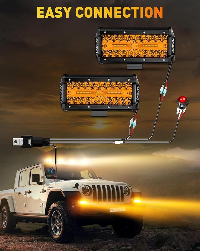 NAOEVO 7 Inch Amber LED Light Bar, 240W 24, 000LM Offroad Fog/Driving Lights - Image 8