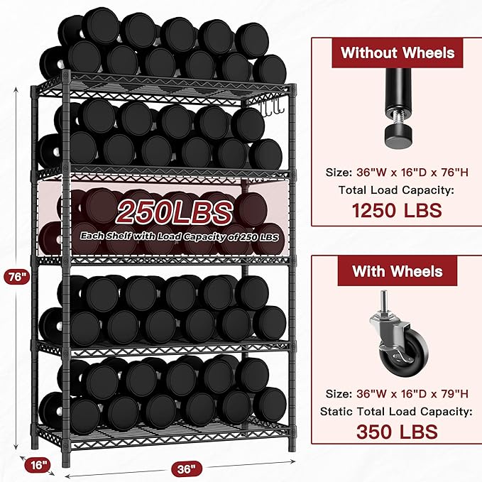 PrimeZone 36" W x 16" D x 79" H Wire Storage Shelves - Image 3