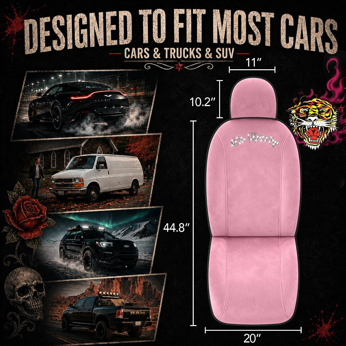 ed hardy car seat covers, pink soft short, package contents