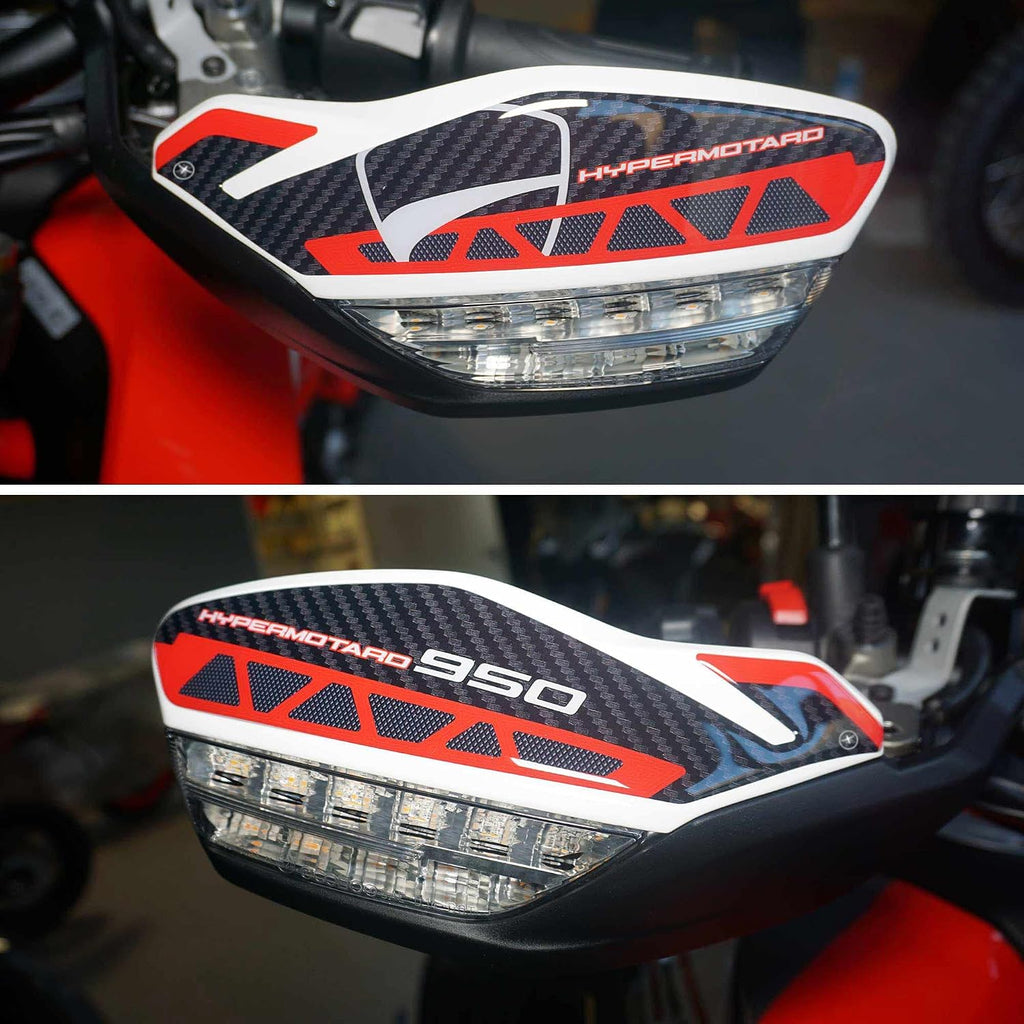 labelbike - 3D Stickers Motorcycle Handguards Protection and Decoration in Resin Compatible with Ducati HYPERMOTARDd 950 SP 2019-2024 Color Carbon Grey Red