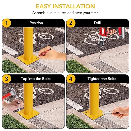 6Pcs Heavy Duty Safety Bollards, 4.5" Diameter Steel Pipe Bollard Post - Image 3