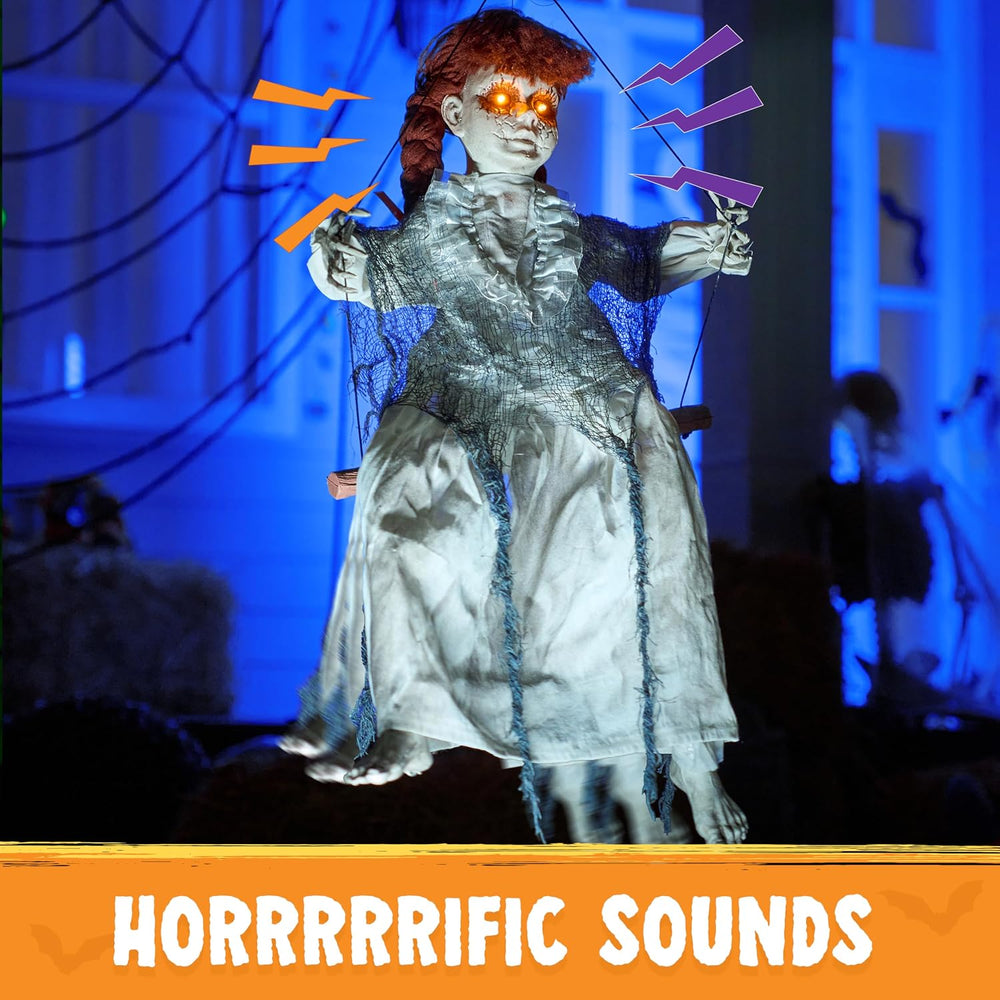 JOYIN Scary Halloween Decorations Outdoor, Halloween Hanging Scary Swing Girl...