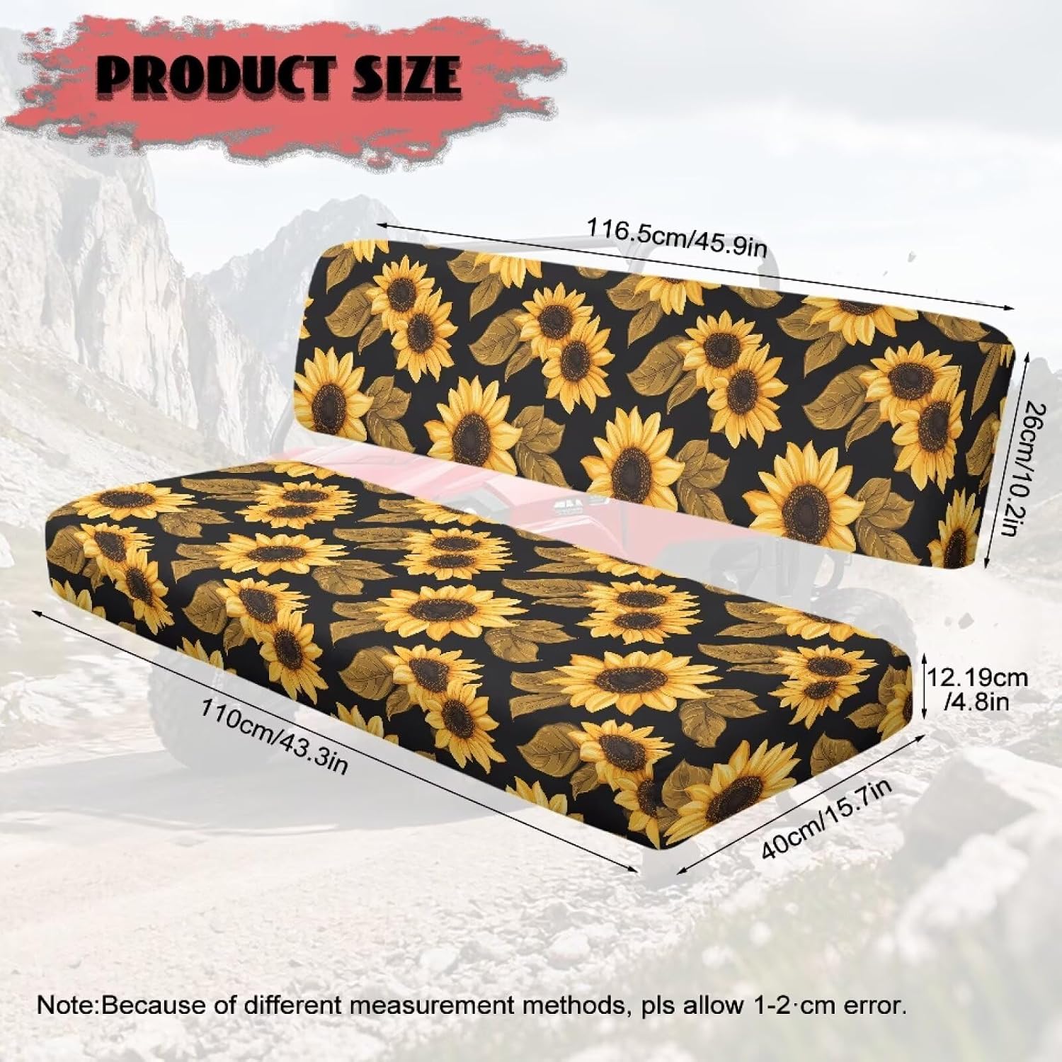 SEANATIVE Sunflowers UTV Bench Seat Cover Set Anti-Scratch Full Protection 4 Wheeler Accessories Compatible with Kawasaki Mule 3000 3010 3020 4000 4010 2001-2023 2025